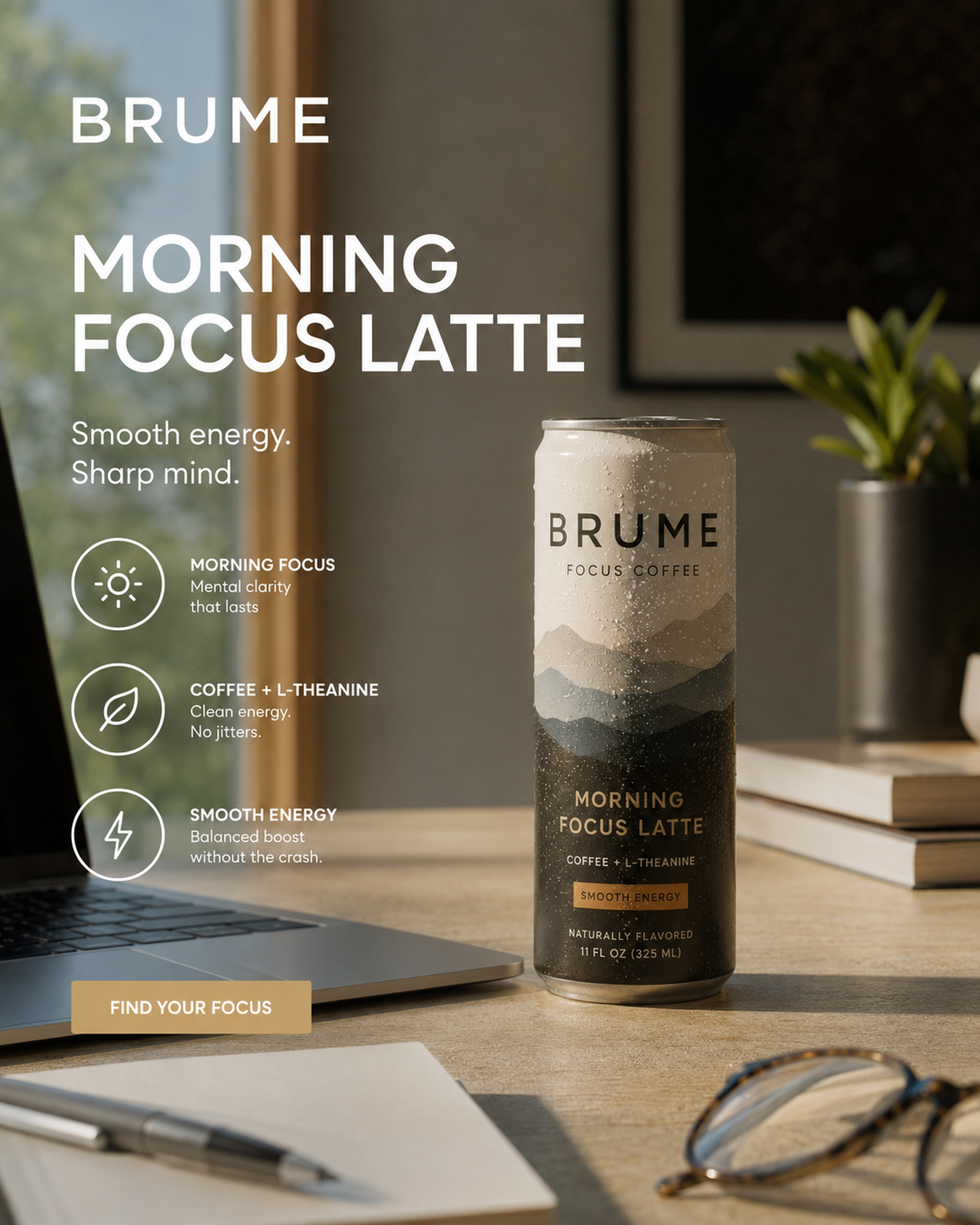 BRUME Focus Benefit functional coffee ad concept